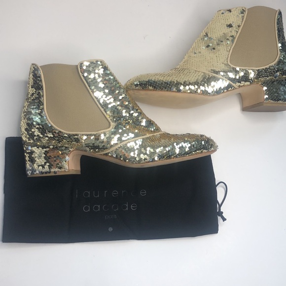 NIB Laurence Dacade Gold and silver Sequin booties - Picture 1 of 11